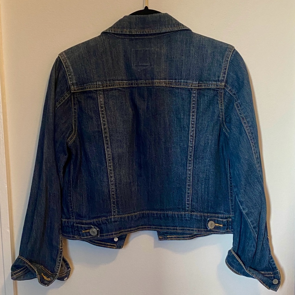 Cropped stretch dark Blue Denim Jacket - Picture 4 of 4